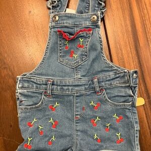 Gymboree Blue Denim Overalls with Cherry Embroidery